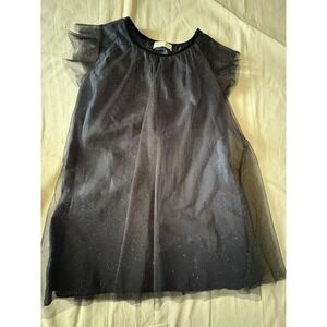 Zara Girls Navy Blue Glitter Tulle Dress Size 9/10 Sleeveless Party Occasion